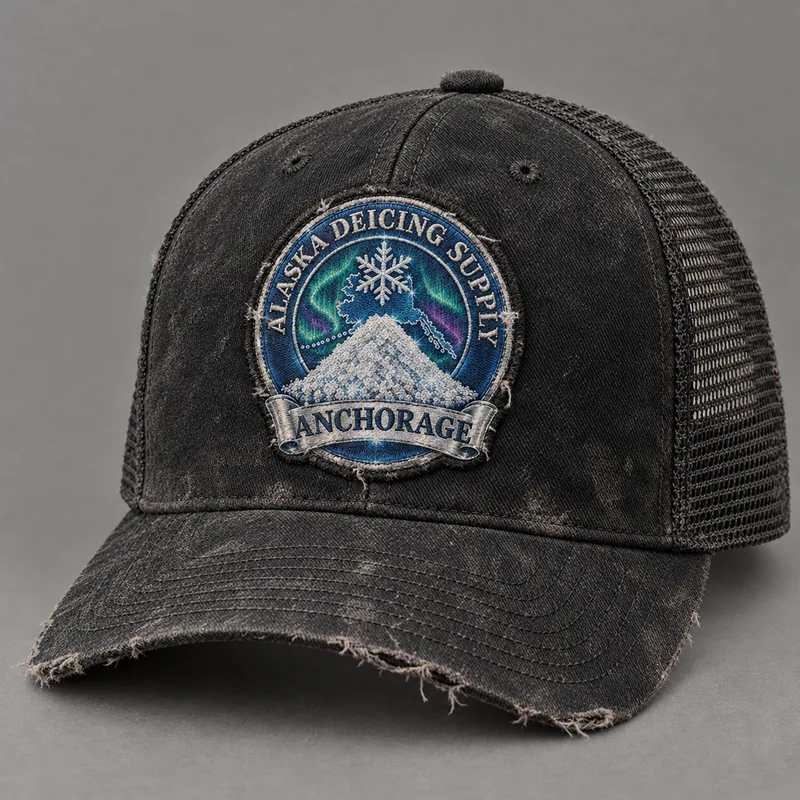 Alaska Deicing Supply vintage distressed trucker hat with state badge